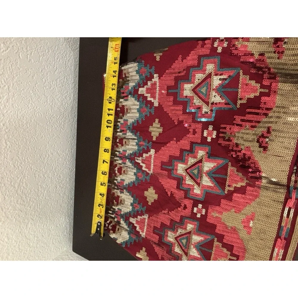 Sequin Aztec Skirt Size M ‎ Red Silver Gold And Blue NWT